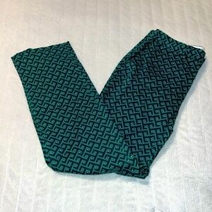 Lands’ End Ankle Pants | Green Geometric Print | 4P